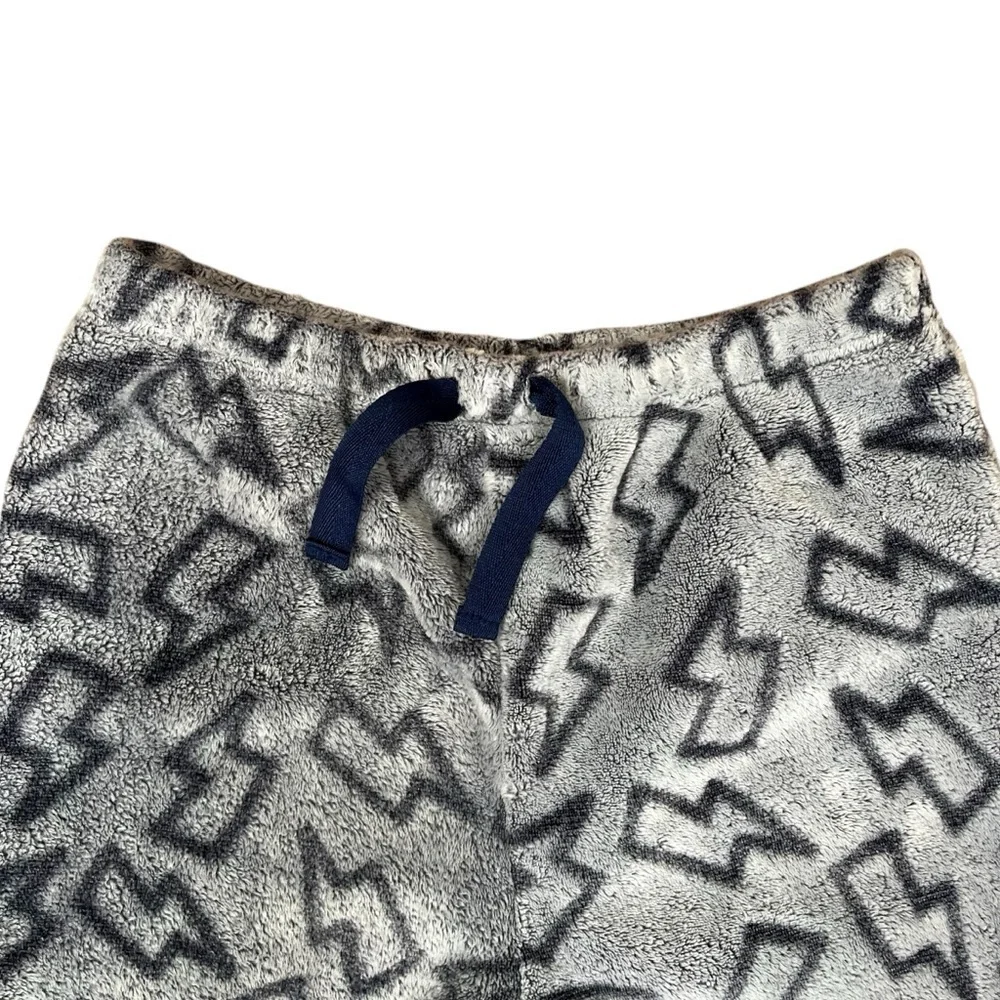 Cozy Jams Youth L 14/16 Gray Lightening Bolt Soft Pants Pajama PJ Elastic Waist